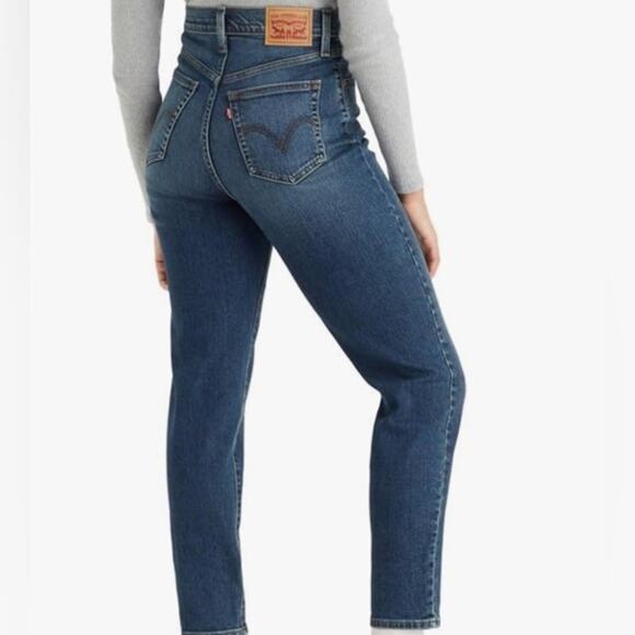 NEW LEVI’S HIGH WAISTED MOM DENIM BLUE JEANS TAPERED LEG SZ 27x27 - Picture 1 of 10